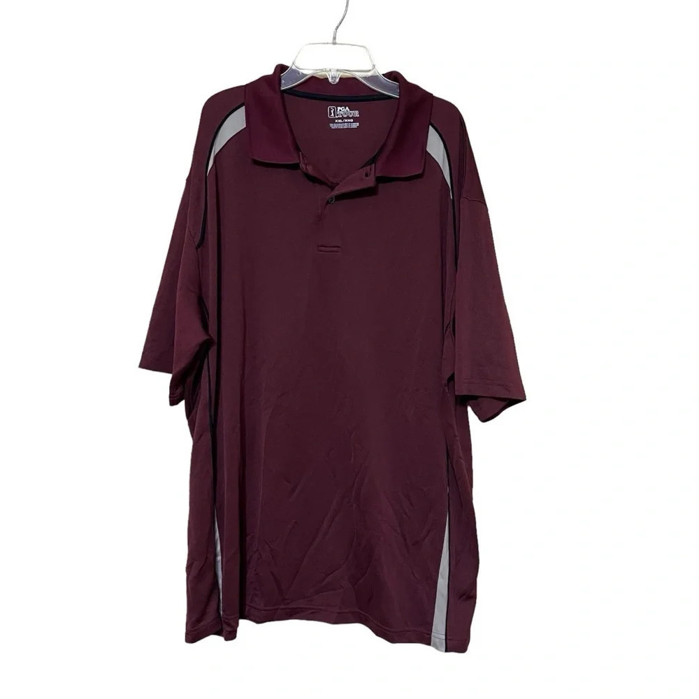 PGA TOUR Men’s Golf Polo Maroon Short Sleeve Shirt XXL